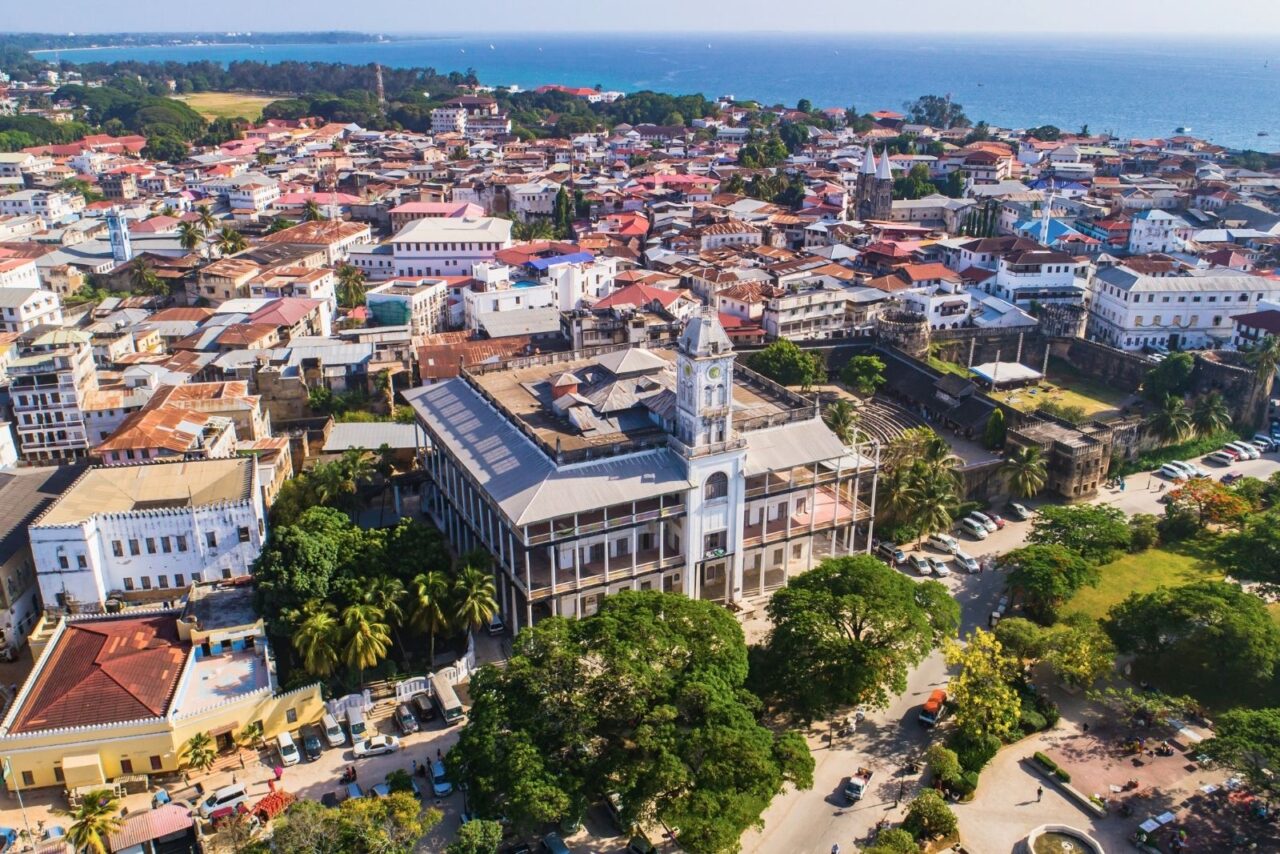 Stone Town church from above.